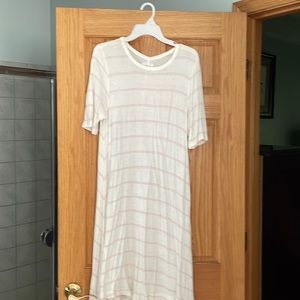 Cotton Lou and grey pink and white striped dress
